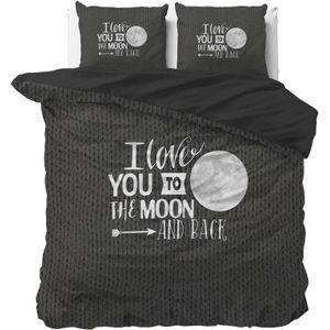 Sleeptime - Dekbedovertrek Moon And Back - Antraciet - 240x200x220 + 2 Kussenslopen 60x70
