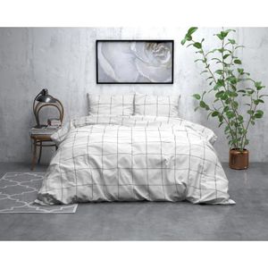 Sleeptime Dekbedovertrek ST FL Deep check White - 140x200/220 + 1 kussensloop 60x70 - Wit