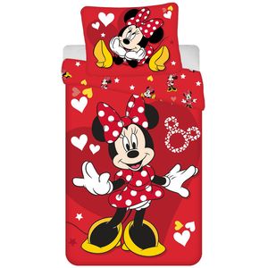 Disney Minnie Mouse Dekbedovertrek Red Heart - Eenpersoons - 140 x 200 + 70 x 90 cm - Katoen
