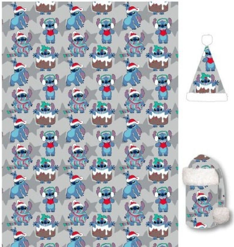 Disney - Lilo & Stitch - Fleeceplaid - Grijs - 100 x 140 cm - Inclusief Muts