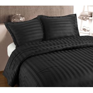 Primaviera DeLuxe Dekbedovertrek Hotel Stripe Antraciet - 240x200/260 + 2 kussenslopen 60x70 - Grijs