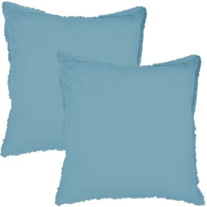 Matt & Rose Set Kussenslopen IJsblauw - 65 x 65 cm - Gewassen Katoen - 65x65