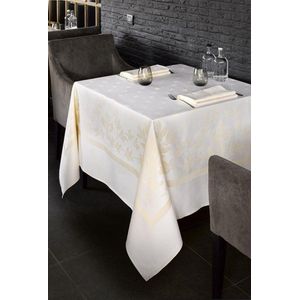 De Witte Lietaer Tafellaken, Lilium Wit - 100% Damast Kat en - 160x260