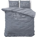 Sleeptime - Dekbedovertrek Kiss Me - Blauw - 140x200x220 + 1 Kussensloop 60x70 - Grijs