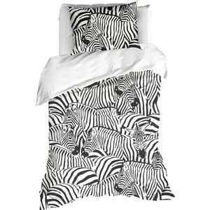 De Witte Lietaer Dekbedovertrek Zebra Eggshell - Hotelmaat - 260 x 240 cm - Katoen Satijn