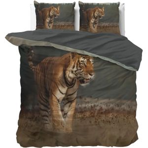 Sleeptime - Dekbedovertrek Nature Tiger - Taupe - 140x200x220 + 1 Kussensloop 60x70