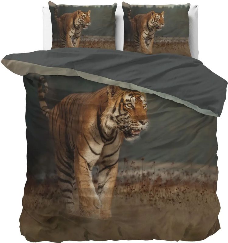 Sleeptime - Dekbedovertrek Nature Tiger - Taupe - 140x200x220 + 1 Kussensloop 60x70