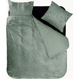 Dekbedovertrek - Crushed Velvet - Groen - 100% Polyester - Inclusief Kussensloop