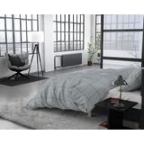 Dreamhouse Satin Deep check - Dekbedovertrek - Eenpersoons - 140x200/220 + 1 kussensloop 60x70 - Grijs