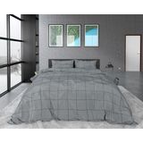Dreamhouse Satin Deep check - Dekbedovertrek - Eenpersoons - 140x200/220 + 1 kussensloop 60x70 - Grijs