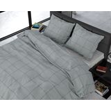 Dreamhouse Satin Deep check - Dekbedovertrek - Eenpersoons - 140x200/220 + 1 kussensloop 60x70 - Grijs