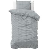 Dreamhouse Satin Deep check - Dekbedovertrek - Eenpersoons - 140x200/220 + 1 kussensloop 60x70 - Grijs