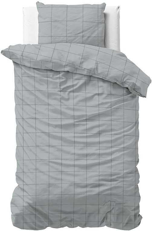 Dreamhouse Satin Deep check - Dekbedovertrek - Eenpersoons - 140x200/220 + 1 kussensloop 60x70 - Grijs
