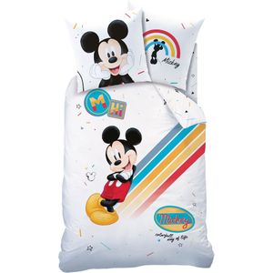 Disney Mickey Mouse - Colourful Dekbedovertrek Eenpersoons 140 x 200 cm Multi --140x200 + 1 kussensloop 63x63