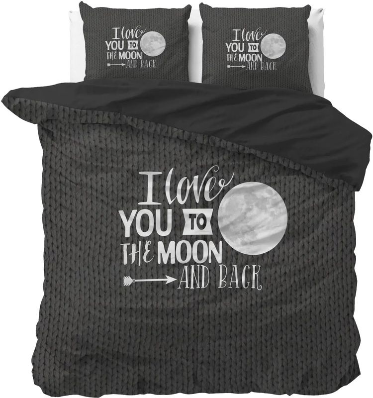 Sleeptime - Dekbedovertrek Moon And Back - Antraciet - 140x200x220 + 1 Kussensloop 60x70