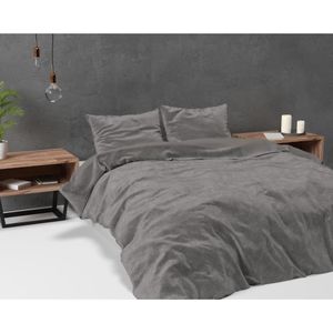 Sleeptime Dekbedovertrek Velvet Uni Grey - 240x220 + 2 kussenslopen 60x70 - Grijs