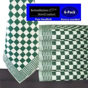 hotelgroothandel.nl - 6 Pack Keukendoek - (6 stuks) groen / wit 100% katoenen badstof | 50x50cm