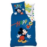 Disney Mickey Mouse Dekbedovertrek Happy - Eenpersoons - 140 x 200 cm - Katoen