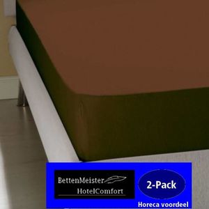 2-Pack - Jersey hoeslaken stretch donker bruin - 30 cm 100% katoen