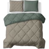 Sleeptime Lazy Dekbed Uni Groen/Taupe - Met Kussensloop/Kussenslopen - 240x200 - Groen;Taupe;