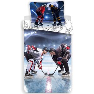 Sport Dekbedovertrek Ice Hockey - Eenpersoons - 140 x 200 cm - Multi