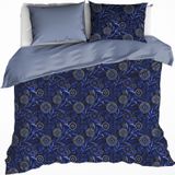 De Witte Lietaer Dekbedovertrek Moonflower Cobalt Blue - Lits Jumeaux - 240 x 220 cm - Katoen Flanel