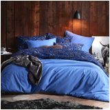 De Witte Lietaer Dekbedovertrek Moonflower Cobalt Blue - Lits Jumeaux - 240 x 220 cm - Katoen Flanel