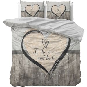 Sleeptime - Dekbedovertrek - Grijs - Love To The Moon And Back - 240x200x220 + 2 Kussenslopen 60x70