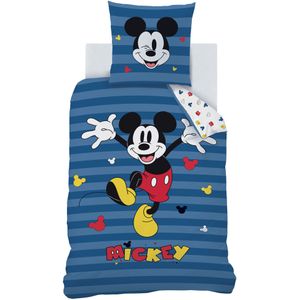 Disney Mickey Mouse Dekbedovertrek Stripes - Eenpersoons - 140 x 200 cm - Katoen