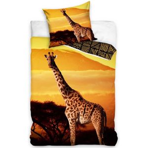 Animal Pictures Dekbedovertrek Wild Giraffe - Eenpersoons - 140x200 cm - Sunset Orange