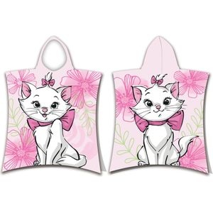 Disney Marie Cat Poncho / Badcape Flower - 50 x 115 cm - Kat en - 50x115 - Roze