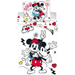 Disney Minnie Mouse - Retro Heart Dekbedovertrek (Let op - Met extra grote sloop 70x90cm) Multi --140x200 + 1 kussensloop 70x90