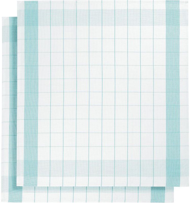 De Witte Lietaer Theedoek Mixte, Aqua - 2 stuks - 65 x 65 cm - Katoen/Linnen