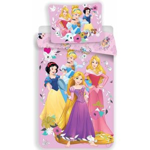 Disney Princess Dekbedovertrek  Pink - Eenpersoons - 140 x 200 + 70 x 90 cm - Kat en - 140x200 + 1 kussensloop 70x90 - Multikleur