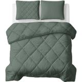 Sleeptime Lazy Dekbed Uni Grijs/Groen - Met Kussensloop/Kussenslopen - 200x200 - Groen;Grijs;