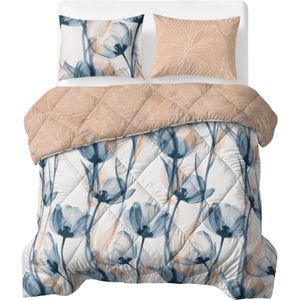 Sleeptime Lazy Dekbed Glass Flower Blauw - Met Kussensloop/Kussenslopen - 140x200