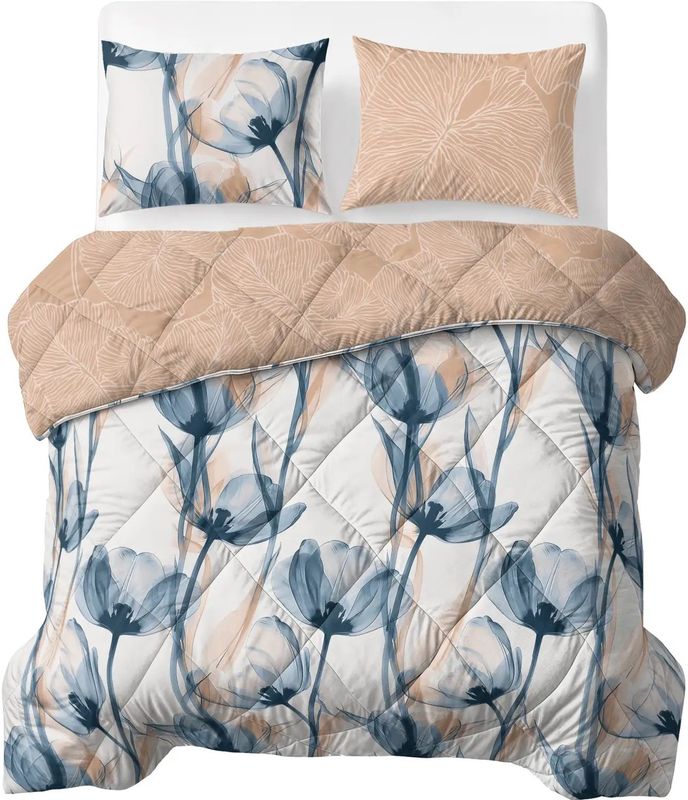 Sleeptime Lazy Dekbed Glass Flower Blauw - Met Kussensloop/Kussenslopen - 140x200