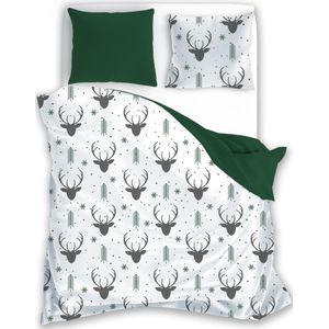 Faro - Dekbedovertrek - Rendieren - Kerst - Eenpersoons - 140 X 200 cm + 70 X 90 cm - Katoen
