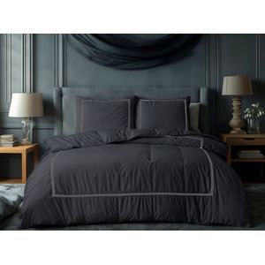Primaviera DeLuxe Dekbedovertrek Brata Zwart/Grijs Zwart - 240x200/260 + 2 kussenslopen 60x70 - Grijs;Zwart;