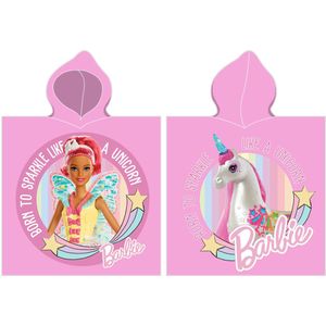 Barbie Poncho Unicorn - 55 x 115 cm - Kat en - 55x115 - Roze