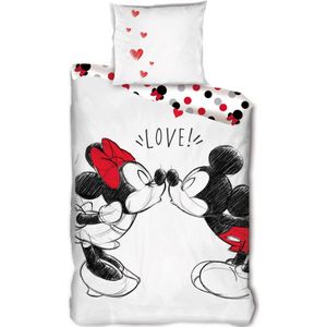 Disney Minnie Mouse - Dekbedovertrek Love Wit --140x200 + 1 kussensloop 65x65