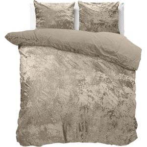 Dreamhouse Dekbedovertrek Crushed velvet Grayish Taupe - 200x200/220 + 2 kussenslopen 60x70