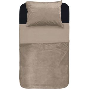 Sleeptime - Velvet Piping - Dekbedovertrek - Taupe / Grijs - Inclusief Kussenslopen