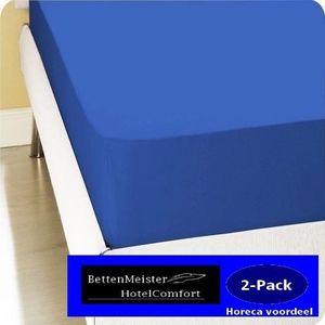 hotelgroothandel.nl 2-Pack - H eslaken - blauw Jersey Stretch 100% Kat en - 80/90x200/220 /30