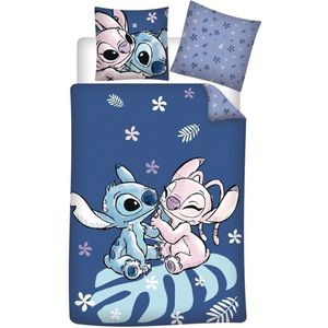 Disney Lilo & Stitch Dekbedovertrek, Cozy - Eenpersoons - 140 x 200 cm - Polykat en - 140x200 + 65x65 - Blauw