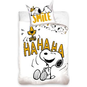Snoopy Dekbedovertrek, Smile - Eenpersoons - 140 x 200 cm - Katoen