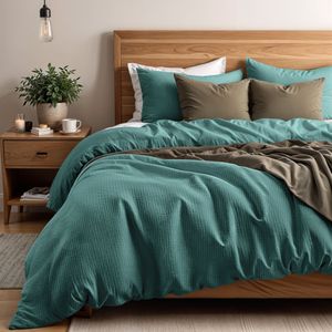 Primaviera DeLuxe Dekbedovertrek Waffle Groen - 200x200/260 + 2 kussenslopen 60x70