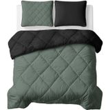 Sleeptime Lazy Dekbed Uni Groen/Zwart - Met Kussensloop/Kussenslopen - 240x200 - Groen;Zwart;