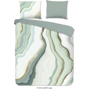 Good morning Dekbedovertrek Quincy nr.10110 sage - 140x220 + 1 kussensloop 60x70 - Groen