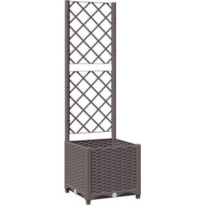 vidaXL - Plantenbak - met - latwerk - 40x40x136 - cm - polypropeen - bruin